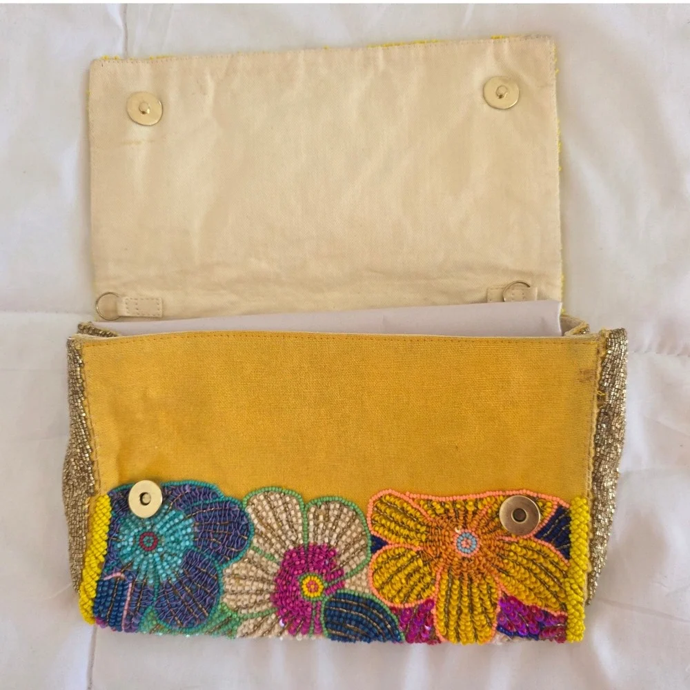 One of a kind Hand-Beaded Floral Clutch Purse Evening Bag‎ Small Evening Bag